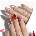 160Pcs Cat Eye Press on Nails Short Almond, 5 Colors Red Pink Magnetic Fake Nails, Salon Quality Soft Gel Glue on Nails with 16 Sizes, Shimmer Velvet Full Cover False Nails Kit for Women