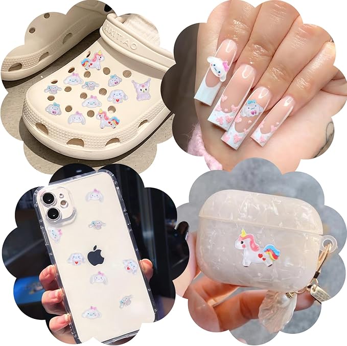 140 Pcs Nail Charms,7 Styles Kawaii 3D Flatback Cartoon White Series Charms for Nail Acrylic Slime Resin Charm for Cute DIY Nail Art Decorations Supplies,Hair Clips and Phone Cases Etc