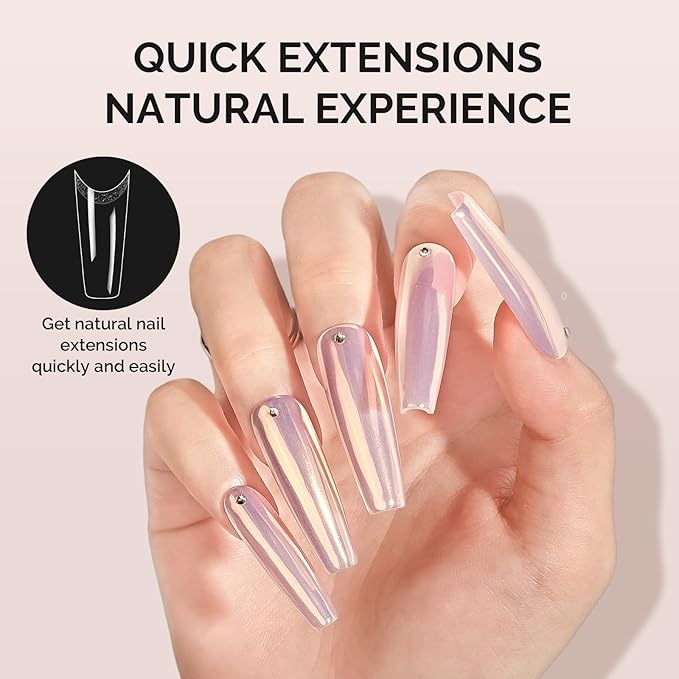 MelodySusie Long Coffin X Nail Tips - 600Pcs 12 Sizes Clear Acrylic, Half Matte Half Stick Press on Nails for DIY Extension & Salon Use, Pre-Shaped for Long-Lasting Manicure,Fall Winter Nails