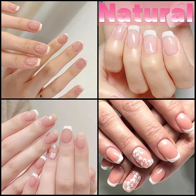 600PCS Short Gel Nail Tips Square Press on Nails White Acrylic Nail Tips Square Fake Nails, 12 Sizes Half Cover Soft Gel Nails Tips Kit for False Nails Extension Artificial Fingernails -D