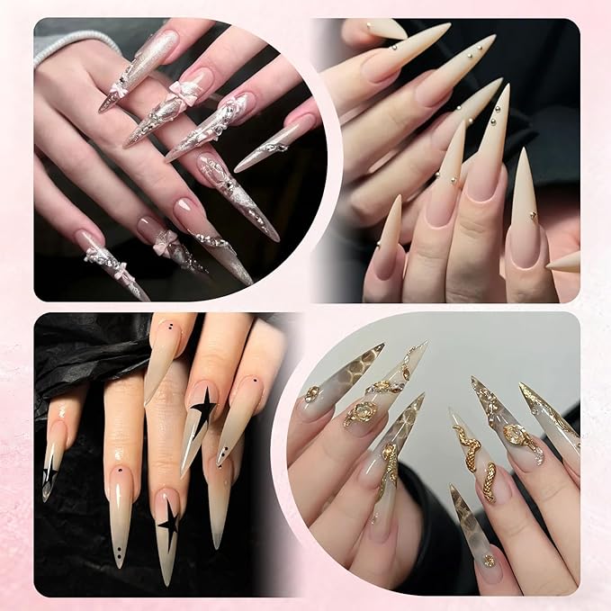 Allstarry Sandwich Dual Nail Forms, Reusable Sandwich Dual Forms 240pcs 15 Sizes Almond Pointed Nail Extensions Plastic Poly Gel Nails Forms for Builder Gel No Paper Forms Need Moldes Dual Nails Mold