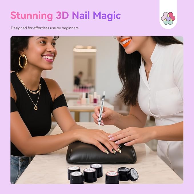 SAVILAND 3D Sculpture Gel Set: 6 Metallic 3D Nail Gel Sculpting Gel for Nail Art Molding & Extension, No-Wipe Non-Sticky Hand Carving Builder Nail Gels for DIY Manicure Home Salon Use
