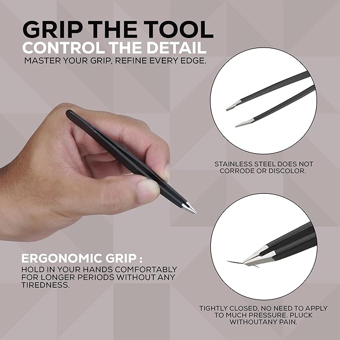 6 Pieces Professional Stainless Steel Tweezers for Eyebrows with Curved Eyebrow Scissors for in Grown Hairs,Precision Tweezers Set for Women & Men Hair Plucker with Fiber Tip