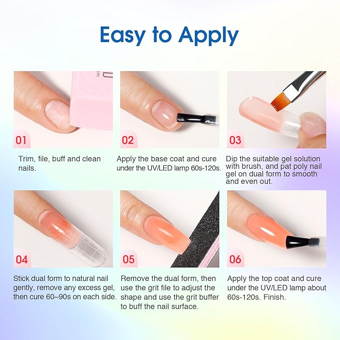 ROSALIND Poly Nail Gel Kit -24 Colors with Accessories Neon Poly Nails Gel Starter Kit with Slip Solution Mini UV Lamp Base Top Coat, Christmas All Seasons Classic Colors Poly Extension Gels Nails Kit
