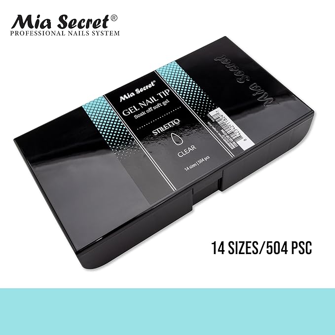 Mia Secret Soak off CLEAR Soft Gel Nail Tip MADE IN USA for Salon and DIY (Clear 504 Tips, Stiletto)