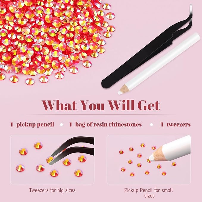 6000PCS 4mm Resin Jelly Rhinestones in Bulk (Red AB), Bedazzling Flatback Crystals Rhinestones for Crafting DIY Nail Decoration, Gems Diomand Charms for Tumbler Shoes Clothing Fabric