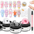 Clear White Pink Solid Builder Gel for Nails 3D Nail Art Sculpture Hard Gel with Dual Form for Extension Carving Molding Patterns Decoration Home Manicure DIY for Women