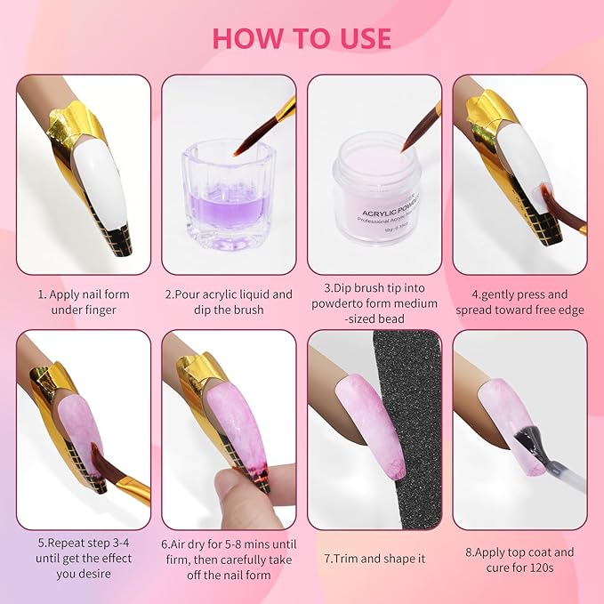 Practice Hand for Acrylic Nails - Acrylic Fake Mannequin Practice Hand - Flexible Hands Model With Powder and Liquid Full Nail Kit for Beginners