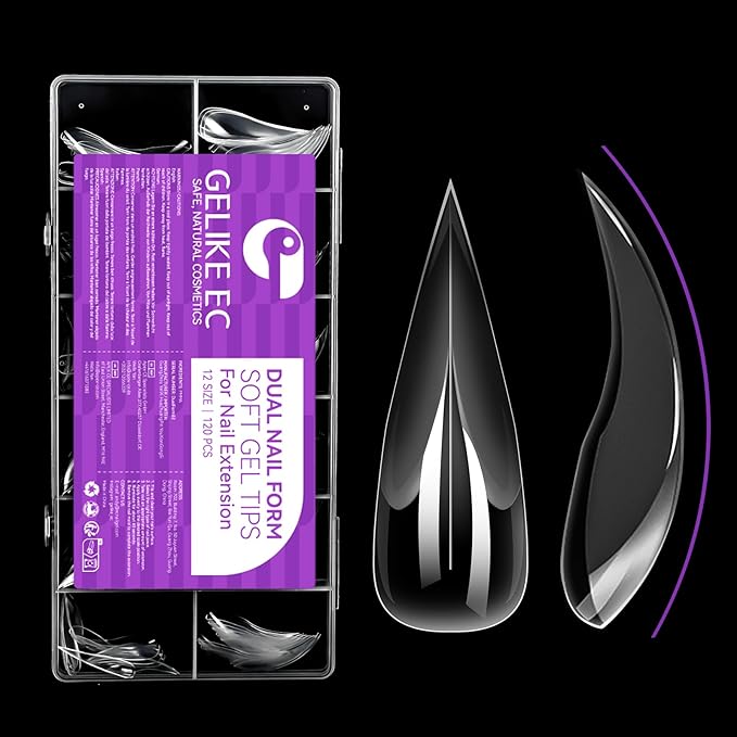 Gelike EC Cat Dual Forms for Extension: 120 Pcs Color Nail Form, 12 Size Nail Forms For Builder, Half Matte Gel Forms For Manicure Art Design Salon Diy