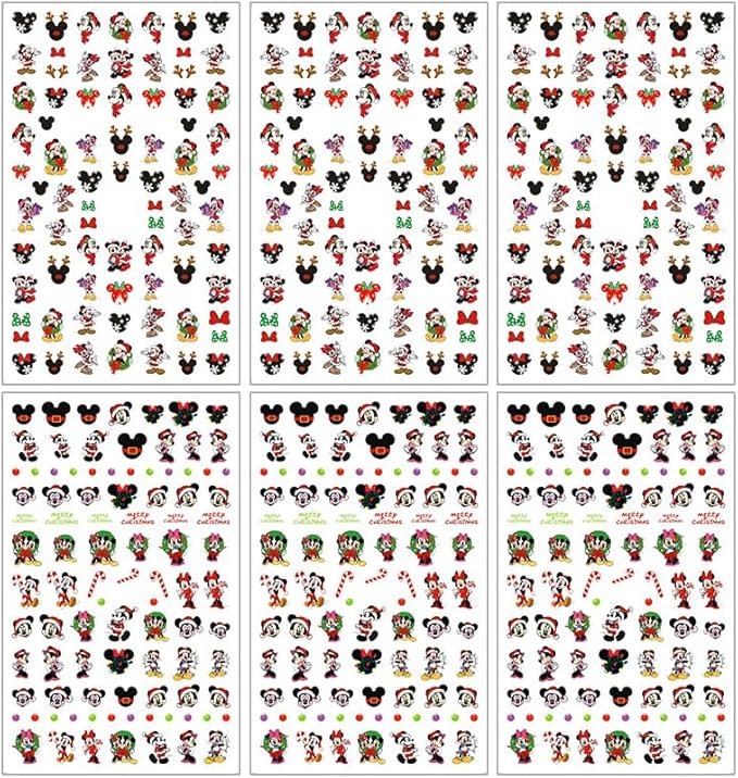 6 Sheets Christmas Nail Art Stickers Decals Cute Cartoon Snowflake Christmas Tree Self Adhesive Nail Stickers Supply Winter Xmas Nail Decals for Women DIY Manicure Tips Xmas Party Nail Decoration