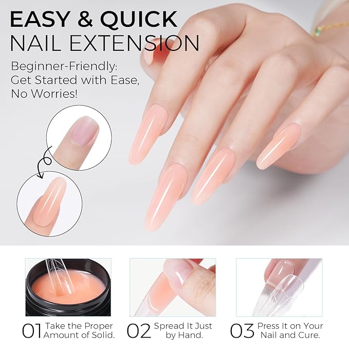 TOMICCA Hard Gel 3D Gel Nail Art Solid Builder Gel for Nails 50g 3D Nail Gel Sculpting Gel for Nail Art Non-Sticky Hand Hard Gel Carving Gel Nail Glue Extension Gel Nude