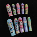 Short Press on Nails Handmade Luxury Dark 3D Art False Nails Gothic for Women Wear Size L