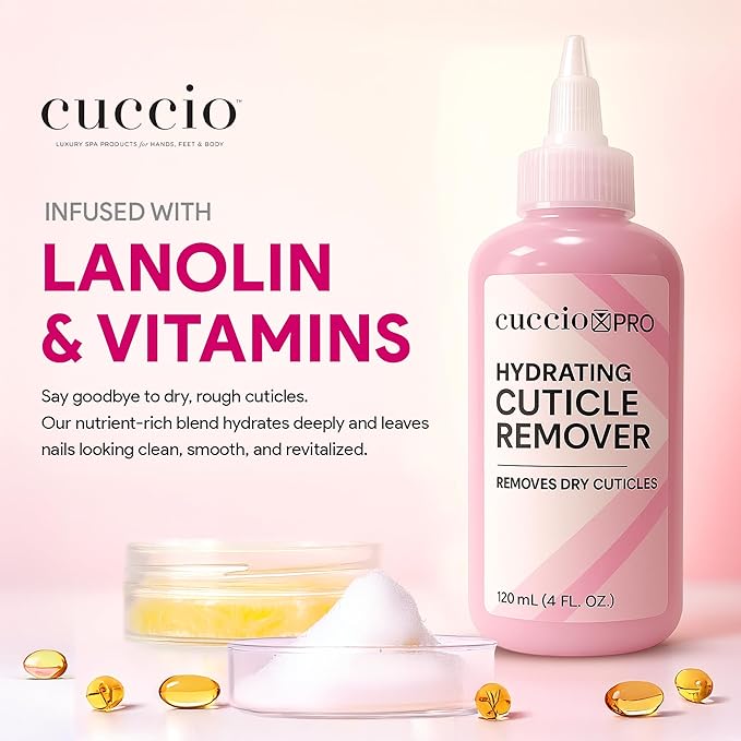 Cuccio Pro Hydrating Cuticle Remover 4 fl oz – Professional Fast-Acting Cuticle Softener & Remover for Dry, Rough Cuticles, Moisturizing Lanolin-Infused Formula for Healthy Nails