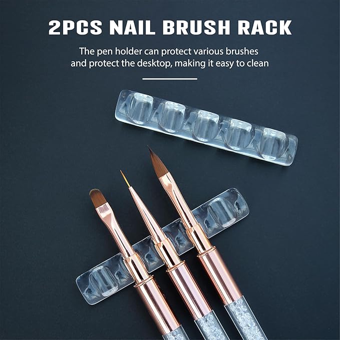 Acrylic Nail Art Brush Holder Stand - 5 Grids Crystal Clear Nail Brush Organizer, Perfect for Manicure and DIY Nail Art Pens, Brushes, and Tools (Transparent)