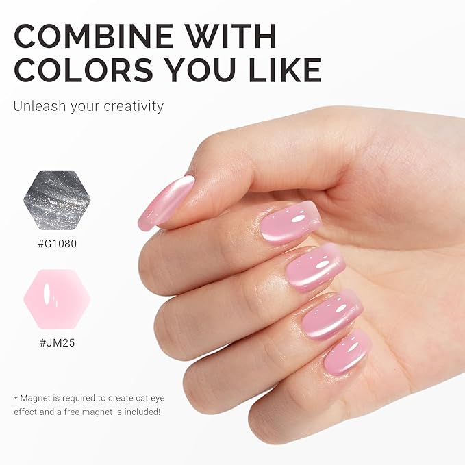 MelodySusie Jeweliver Cat Eye Gel Nail Polish, Bright Fine Silver Glitter Holographic Magnetic Nail Polish with Magnet, 0.5 Fl Oz, UV Nail Polish for Nail Art Manicure Salon DIY at Home G1080