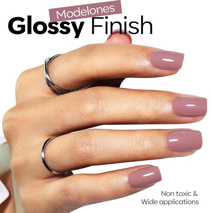 modelones Pink Gel Nail Polish, Purple Taro Deep Color Rosy Pink Polish Soak Off Pastel Nail Polish Gel Nail Art Salon Manicure Valentin 15 ML