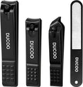 DUCOO Nail Clipper Set, 4 PCS Ultra Sharp Nail Clippers for Men, Women, Adults Toenail Fingernail Clippers, Stainless Steel Nail Cutter & File, Black