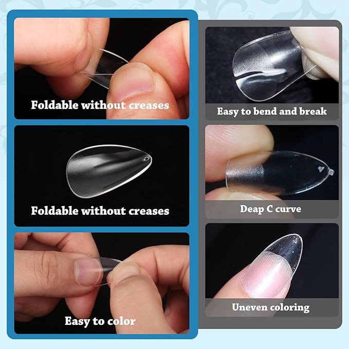 Lsnisni Short Almond Nail Tips, 576PC Gel Acrylic Nail Tips, Clear Nail Tips, Nail Supplies Suitable for Women or Girls to DIY Nails 12 Sizes For Your Choice!