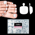 White Press on Nail for Women, OPkssnails 216pcs Summer French Tip Press on Toenails Short Square, Soft Gel Toe Nail Tips, Soak off Acrylic Fake Toe Nail Extensions 12 Sizes