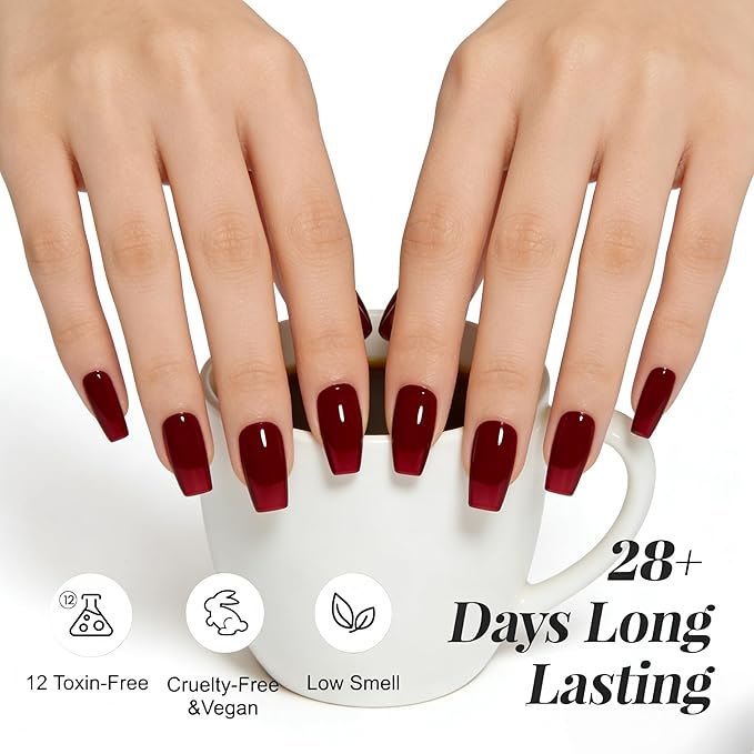 YTD Likomey Nude Gel Nail Polish,15ml Berry Red Translucent Neutral Jelly Sheer Blood Red Glass Salon Home DIY Manicure Fall Winter UV Color Varnish,LS301