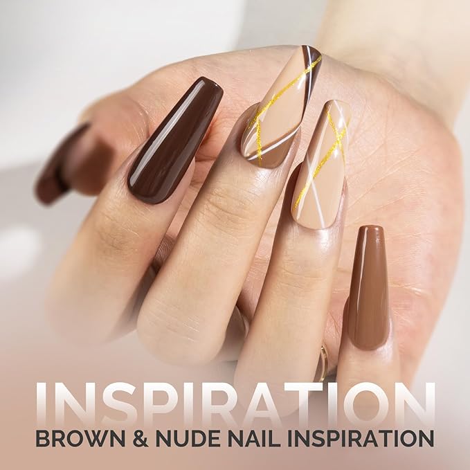 MelodySusie Thick Gel Nail Polish Set- 2 Pcs 15ML Brown & Nude Gel Polish Set Soak Off UV LED Brown Gel Polish Christmas Gift for Women Nail Art Manicure Salon DIY Nail Design Decoration at Home