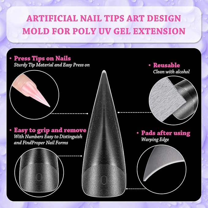 outopen 150pcs Long Eagle Claw Nail Forms Matte Full Cover Eagle Stiletto Nail Extension Art Mold Reusable Eagle Curved Nail Forms for Sculptural Polygel Acrylic Extension DIY Manicure, 15 Sizes