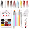 Christmas Gel Polish, 9 Colors Ombre Patting Gel Nail Polish Palette 100 Sponges 6 Brushes 1Grabber, Blending Color Gradient Painting Nails Art, No Wipe, UV/LED Cured (Set 04)