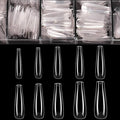 Long Fake Nails - Clear Acrylic Coffin Shaped Ballerina Nails Tips BTArtbox 500pcs Full Cover False Artificial Nails with Case for Salons and DIY Nail Art, 10 Sizes