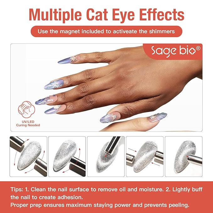 15ml Cat Eye Gel Nail Polish with Magnet Shimmer Glass Bead Effect 02