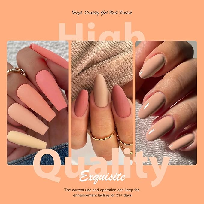 MTSSII Gel Nail Polish Set Fall Colors, 8 Colors Nude Green Earth Tone Pink Orange Blue Gel Polish Kit Soak Off LED French Nail Art Manicure Starter Salon DIY Nail Gift for Women