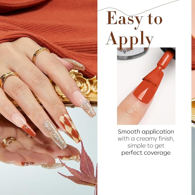 modelones Gel Nail Polish Set, 6 Colors 2026 Winter Neutral Nude Brown Gel Polish Maroon Caramel Burgundy Champane Gold Glitter Nail Polish Cherry Mocha Soak OFF LED DIY Kit Gift