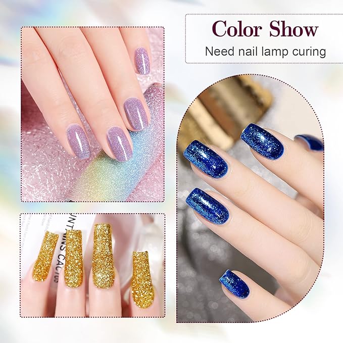 JODSONE Gel Nail Polish Shiny High Gloss Surface Strengthening Glitter Minimalistic Artistic Creation Starter Set 36 Pieces