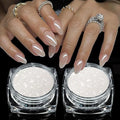 2 Boxes Pearl White Nail Powder - Glazed Donut Chrome Powder for Nails - Pearlescent Iridescent Gel Cromer Nail Powder
