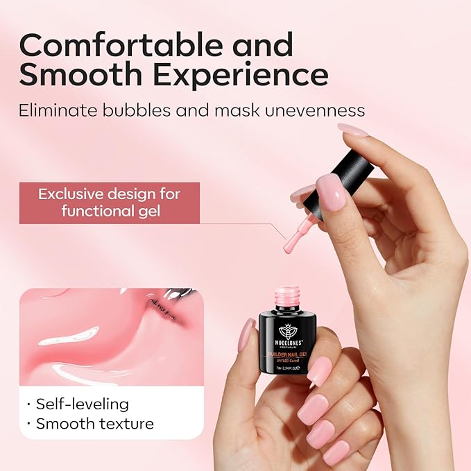 modelones Builder Nail Gel Polish Set, Base Colors 8-in-One Jelly Nude Pink Clear Builder Nail Gel for Nails Strengthener Hard Extension Rubber Lamp Cured 6 Colors