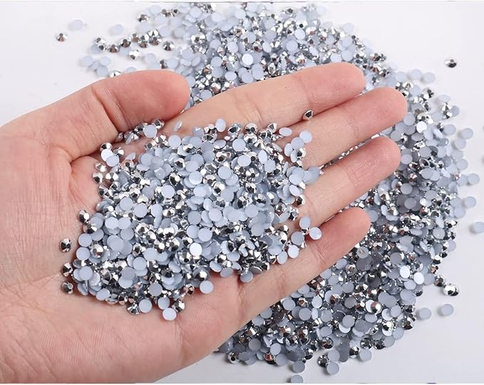 2mm 3mm 4mm 5mm 6mm 5 Packs Silver Color Resin Rhinestone,Flat Back Jelly AB Resin Rhinestones Loose Bling Glitter Diamond Stone for Nails, Tumblers, Mugs, Bottles, Craft Decoration