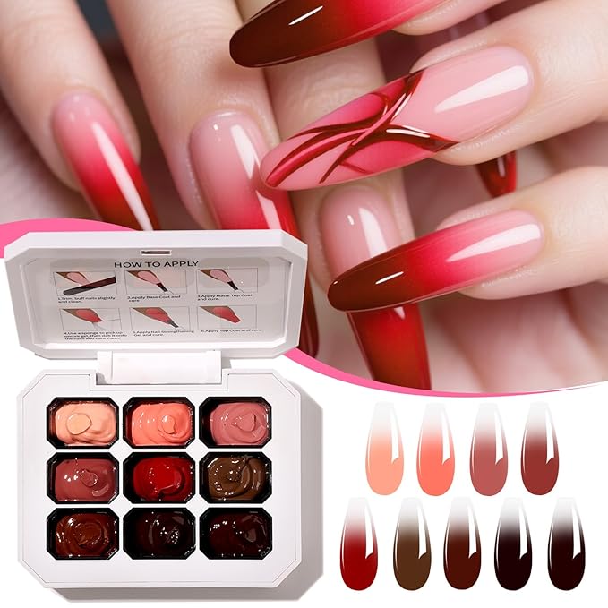 Ombre Gel Nail Polish with Metal Grabber,100pcs Nail Sponges for Nail Pat Painting Gradient Blooming gel ombre & pat paint for nails Multistyle French Manicure Nail Art