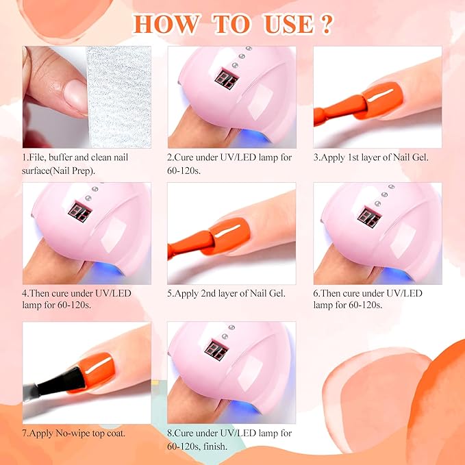 MTSSII Rubber Base Gel for Nails of 12 Colors Neon Orange Green Blue Yellow Rose Red Builder Base Gel Nude Purple Gel Nail Kit Popular Nail Art DIY Manicure Gifts DIY Salon
