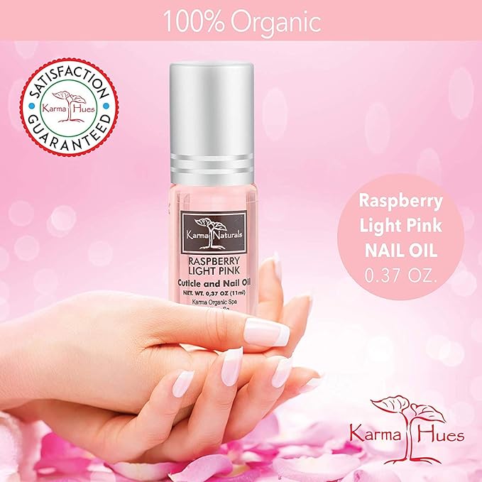 karma organic Raspberry Cuticle Oil - Daily Natural Moisturizer for Nails - and Skin Care Nourish, Soothe & Cruelty Free 100% Pure - Treatment for dry and cracked cuticles