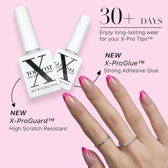 SXC Cosmetics X-Pro Tips French Tip Press On Nails - Bright Pastel Glow in the Dark Series (GLOW114KIT-S Almond)