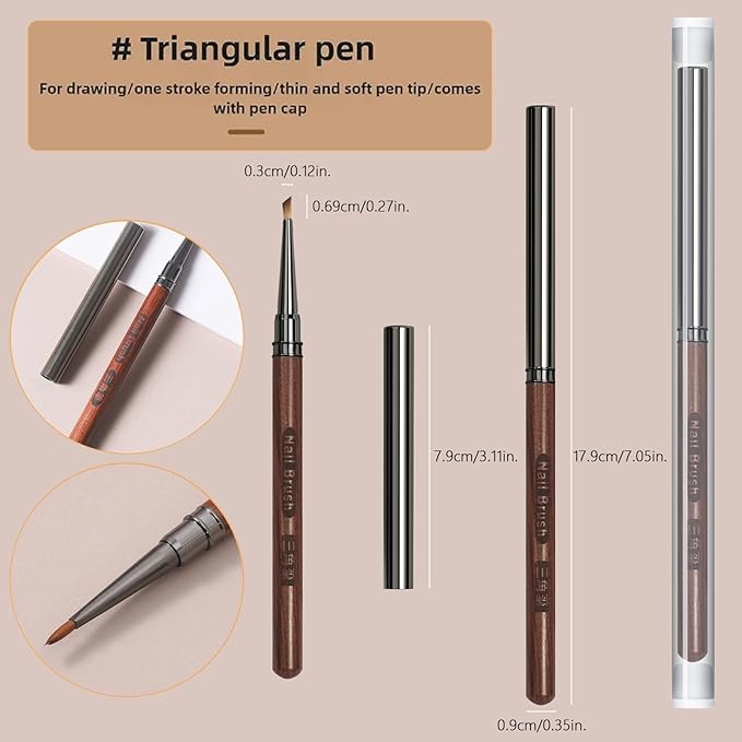 Nail Brush for Drawing Petals and Butterflies (Triangular Pyramid), Watercolor Paint Brushes for Oil Painting, Acrylic Paint Brushes Nail Polish Design Tool Nail Pen for Nail Art - 1 Pack