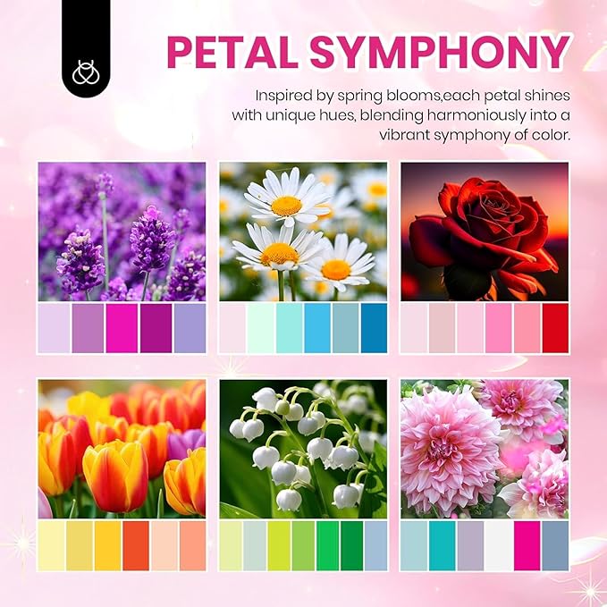 beetles Pastel Easter Gel Polish Set - Petal Symphony Collection, 40 Pcs 36 Colors Gel Polish Set Spring Colors Pink Red Green Blue Color Gel with Base&Glossy Matte Top Coat UV LED Nail Art
