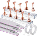 Fandamei Metallic Nail Stand, Nail Holder For Painting Nails, Nail Kit, Press On Nail Stand, Nail Stand For Press Ons, Nail Tools For Nail Art, Nail Design Tools, Nail Art Tools, Rose Gold