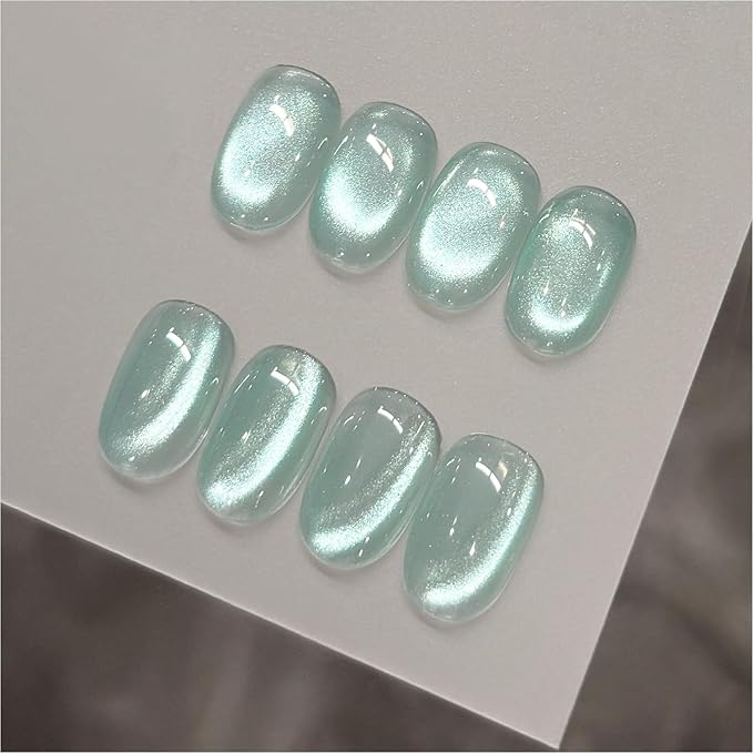 GAOY Blue Glassy Cat Eye Gel Nail Polish, 16ml Glitter Holographic Nail Polish with Magnet, Reflective Translucent UV Gel, 3307 Moon Pool