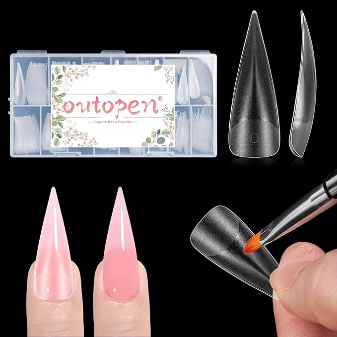outopen 150pcs Long Eagle Claw Nail Forms Matte Full Cover Eagle Stiletto Nail Extension Art Mold Reusable Eagle Curved Nail Forms for Sculptural Polygel Acrylic Extension DIY Manicure, 15 Sizes