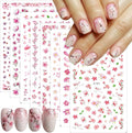 8Pcs Cherry Blossoms Nail Stickers 3D Self Adhesive Pink Flower Nail Art Stickers Spring Summer Peach Blossom Petals Leaves Nail Art Design Nail Decals Floral Nail Supplies for Acrylic Nail Decoration