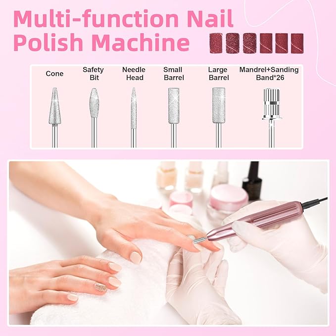 Acrylic Nail Kit with Everything for Beginners Starter Complete Set with Drill Light Nail Polish Extension Gel Nail Art Decoration Tools for Salon Starter Home Salon