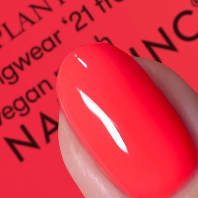 Nails Inc Plant Power Nail Polish, Time for a Reset, Warm Coral, 73% Plant-Based, Long Wearing, Quick Dry, High Shine Gel Like Finish, 21-Free, Vegan & Cruelty Free Nail Polish, 0.47 Fl Oz