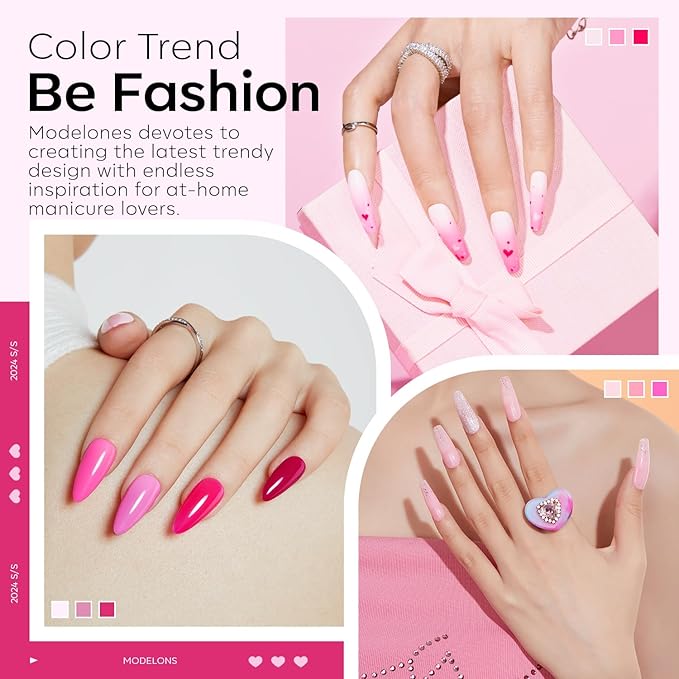 Modelones Pink Acrylic Powder 6 Colors Acrylic Nail Powder Kit Neon Glitter Summer Acrylic Nail Powder Valentines Day Gifts Acrylic Cover Powder for Nail Art Extension No Nail Lamp Needed