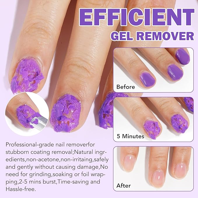 Gel Nail Polish Remover Kit, Gel Polish Remover for Nails - Quickily and Easily Removes Gel Nail Polish at Home in 2-5 Mins - No Need for Foil, Soaking or Wrapping,15ml