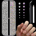 Flatback Rhinestones Nail Gems with Pickup Pencil and Tweezers, Silver Clear &Transparent AB Crystals Nail Charms Face gems, Glass Rhinestones for Nail Art Face Makeup and Manicure Decor